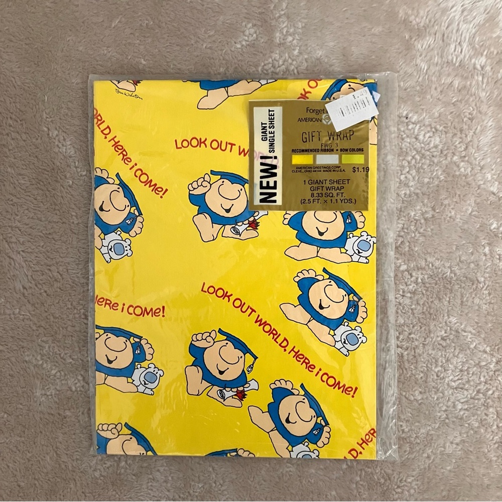 Vintage Ziggy Graduation Wrapping Paper Gift Wrap American Greetings Sheet